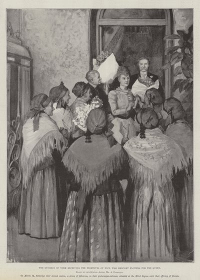 The Duchess of York Receiving the Fishwives of Nice, Who Brought Flowers for the Queen by Amedee Forestier